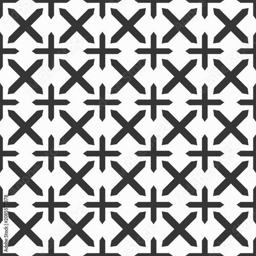 Seamless geometric lattice pattern featuring interlocking cross and star motifs on a white background.