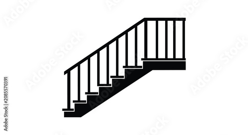 Photos Staircase Silhouette Against A White Background Minimalist Graphic