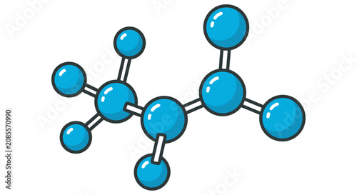 Obraz na płótnie Molecular structure illustration blue spheres connected by lines on a white back