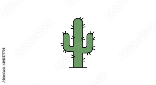 Green Cactus Plant Closeup View.