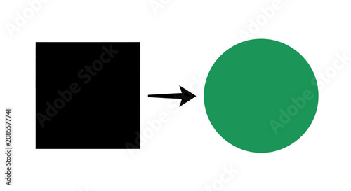Green circle with black square arrow.