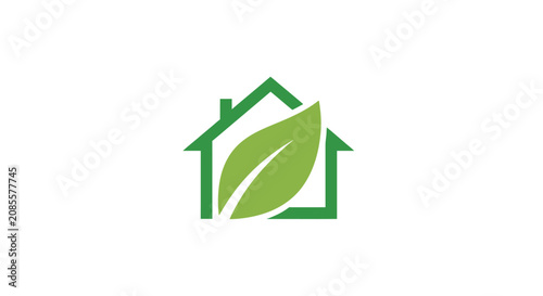 Green house leaf eco friendly symbol.