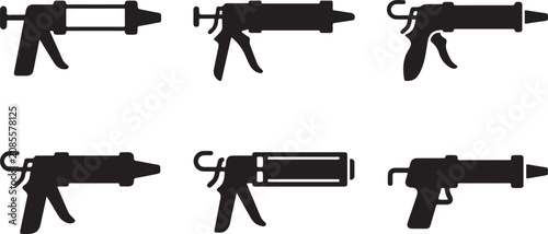 Bild auf Leinwand Black spray gun and airbrush tools set illustration Vector