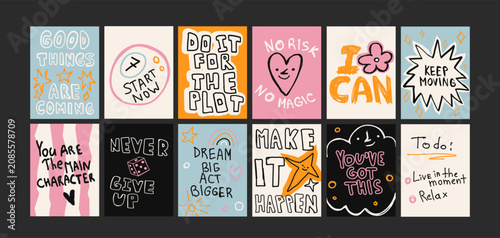 фотографія Motivational quote posters in cartoon style