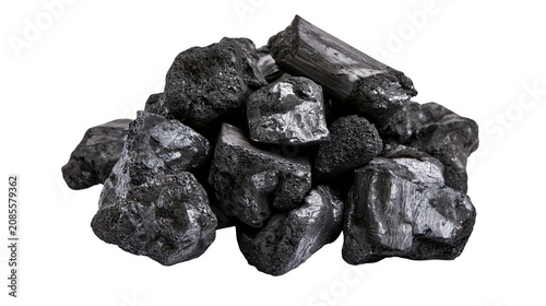 Bild auf Leinwand Pile of rough black coal chunks with varied textures