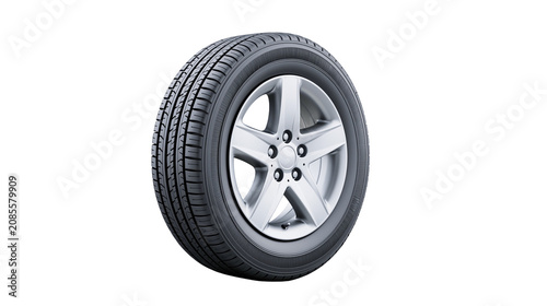Photos Car tire with silver alloy wheel