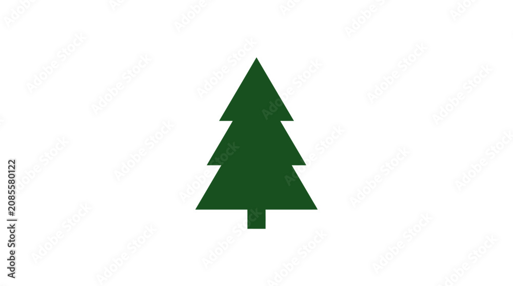 Fototapeta premium A simple green pine tree icon isolated on a clean white background