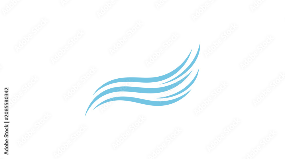 Fototapeta premium A simple light blue wave graphic isolated on a clean white background
