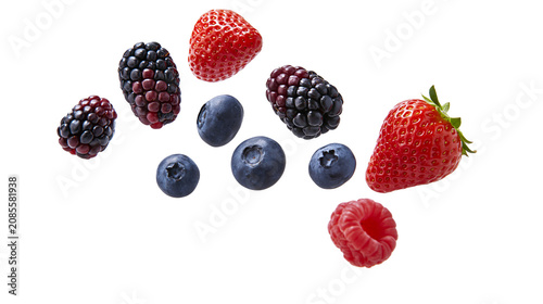 Fotografía Assorted fresh berries strawberries blueberries blackberries, raspberries