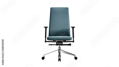 Принти на полотні Modern office chair with blue fabric seat and backrest black arms, and silver ba