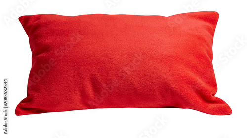 Fotografie Red rectangular plush pillow with soft texture