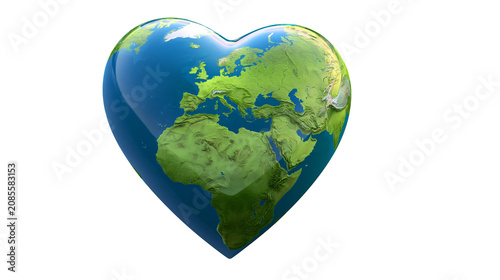 Obraz na plátně Heart shaped planet Earth with continents and oceans