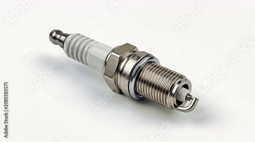 Cylindrical Metal Connector With Threaded Section and White Plastic End