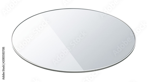 Photos Oval mirror with thin silver frame reflecting light