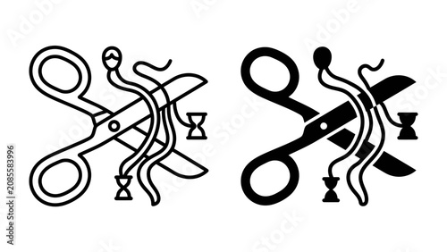 Bild auf Leinwand Symbol of Severed Ties: A stylized illustration depicting scissors cutting throu