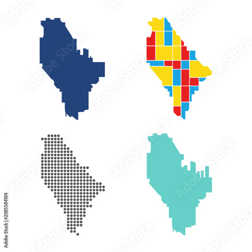 Saudi arabia map icons in colorful and minimalist designs