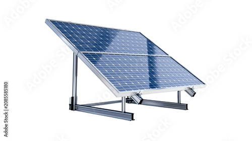 Foto Two solar panels on metal frame angled for sun