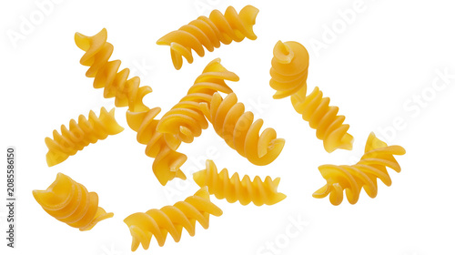 Фотография Group of yellow fusilli pasta spirals