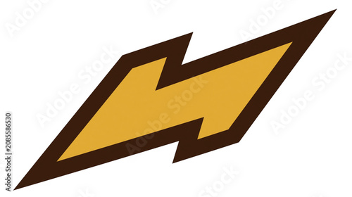 Yellow lightning bolt symbol with brown outline