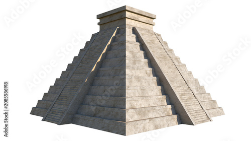 Foto Stone Mayan pyramid with steep stairs and flat top