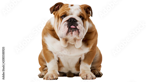 Foto Bulldog dog sitting with tongue sticking out
