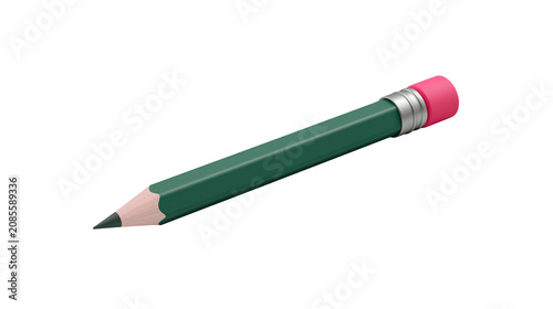 фотографія Green wooden pencil with pink eraser and metal ferrule