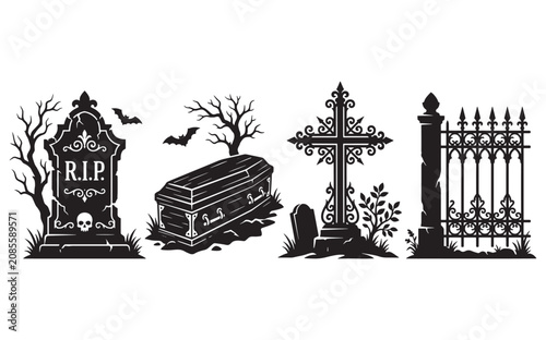 Halloween Elements Set, Graveyard Elements Set 