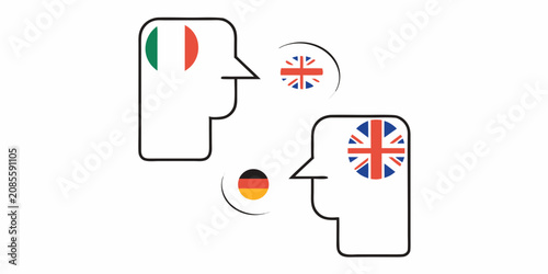 Photos Language Communication Illustration With Flags Minimalist Vector Graphic