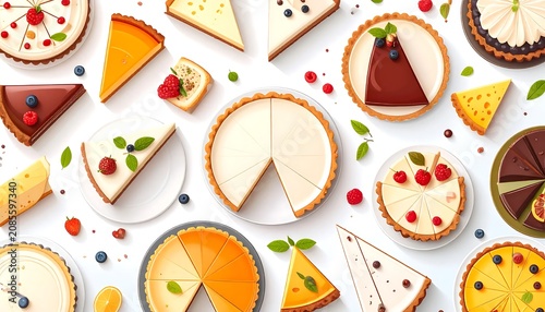 Colorful ceramic plates with assorted breakfast foods.