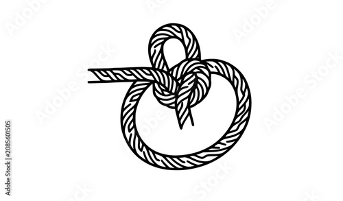 Fotografie Modern Bowline Rope Knot Monochrome Nautical Symbol Vector Graphic
