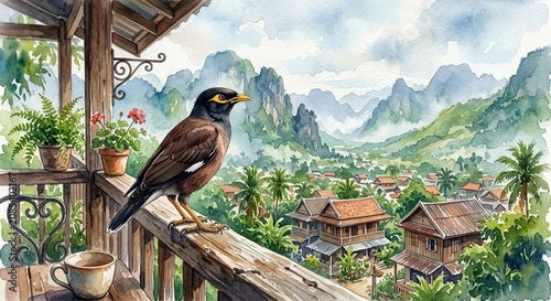 bird on a mountain view 