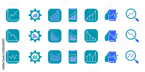 Cuadro en lienzo Premium dual color glyph chart icon set