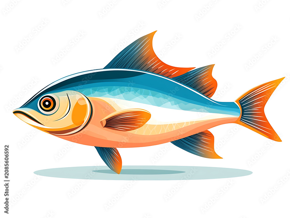 Fototapeta premium Colorful Fish Illustration Isolated on White Background