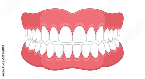 Cuadro en lienzo False teeth illustration a cartoon depiction of dental prosthetics with pink gum