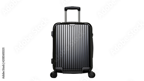 Vászonkép Black ribbed aluminum carry-on suitcase with telescopic handle and wheels
