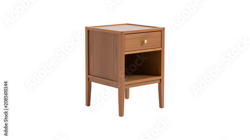 Foto Wooden nightstand with one drawer and open shelf
