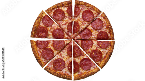 Pepperoni pizza slices with melted cheese and golden crust