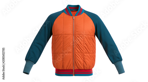 Tableau sur toile Quilted bomber jacket with contrast sleeves and striped cuffs