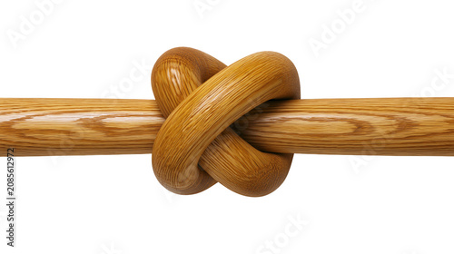 Φωτογραφία Wooden dowel tied in a knot with visible grain texture