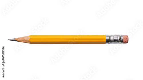 Fotografía Yellow wooden pencil with graphite tip and pink eraser