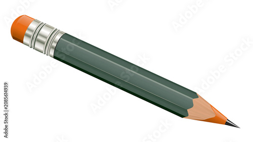 Photos Green graphite pencil with orange eraser and metal ferrule