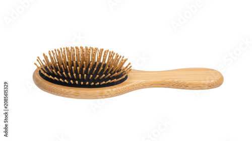 Cuadro en lienzo Wooden hair brush with black cushion and natural bristles