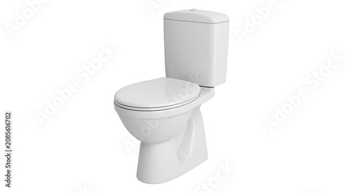 Foto Modern white ceramic toilet bowl with cistern and lid