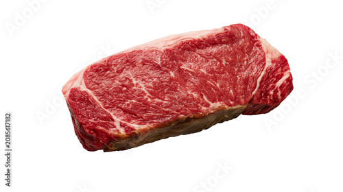 Raw marbled beef steak with fat cap