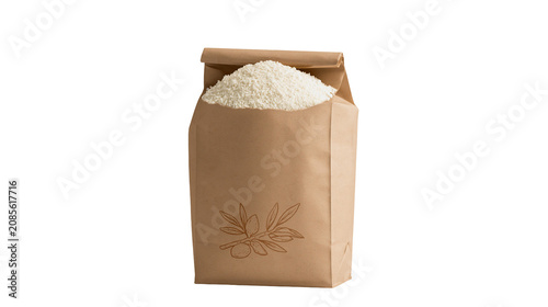 Quadro su tela Paper bag filled with white flour and olive branch design