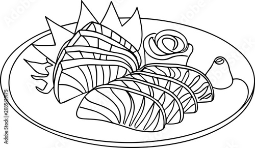 Foto Salmon Sashimi Plate Illustration - Fresh Fish Slices