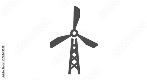 A simple flat icon of a wind turbine generator for renewable energy concepts