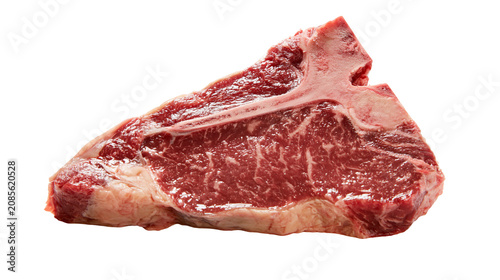 Fotografía Raw T-bone steak with marbled fat and bone