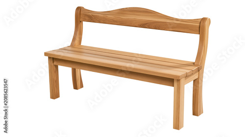 фотографія Wooden garden bench with curved backrest and slatted seat