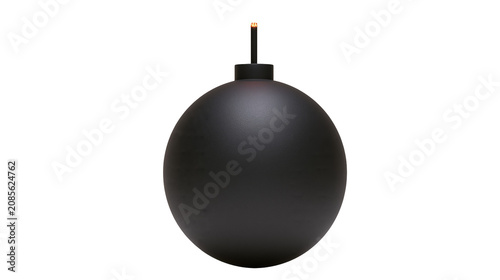 Tablou pe pânză Black spherical bomb with lit fuse